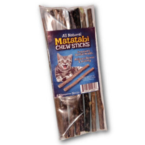 Package of 8 matatabi stick chew sticks for cats on a white background