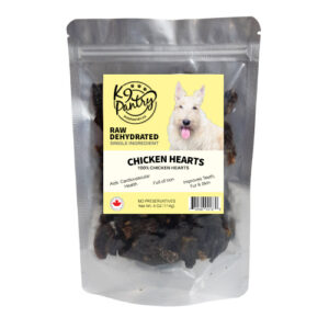 Package of Chicken Hearts for dogs on a white background