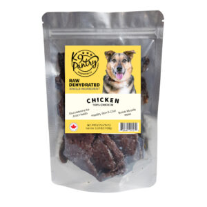 Package of Raw Dehydrated Chicken for dogs on a white background